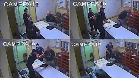 Na komisariacie uderza głową w mebel. Policja pokazuje nagranie