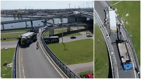 Szczecin: Przewrócił się tir i zgubił ładunek