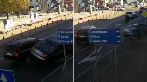 Łuków. Zderzenie dwóch samochodów, auto wbiło się w barierki