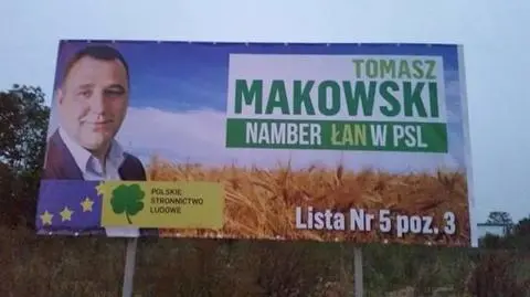 Namber łan w PSL. Tomasz Makowski i jego plakat wyborczy