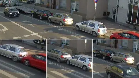 Kolizja pięciu aut. Efekt domina zarejestrował monitoring
