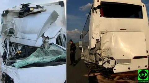 Wypadek na autostradzie A2 z udziałem autokaru wiozącego dzieci