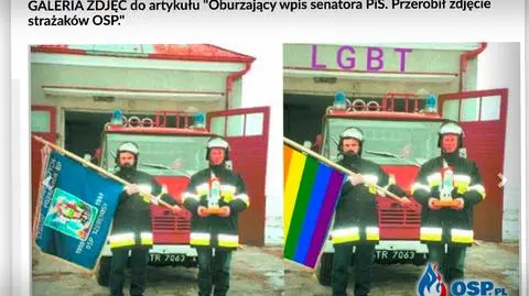 Senator PiS Jarosław Rusiecki opublikował przeróbkę zdjęcia ze strażakami