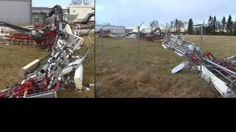 Powalony maszt w Rekowie Górnym 