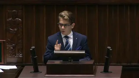 Filip Jastrzębski podczas XXIV sesji Sejmu Dzieci i Młodzieży