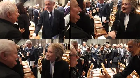 Lech Wałęsa powitany przez Baracka Obamę i Clintonów 