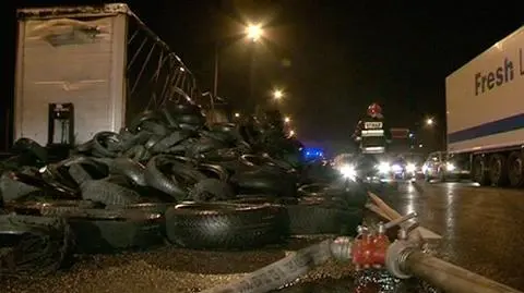 Pożar opon na autostradzie A4