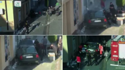 Wypadek w Jaśle. Nagranie z monitoringu