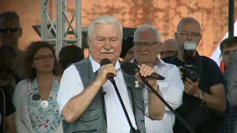 Lech Wałęsa na demonstracji w Gdańsku