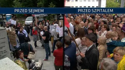 Przeciwnicy protestowali przed Sejmem, zwolennicy przed szpitalem