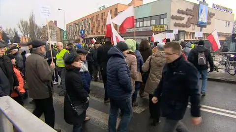 Protest przed mostem w Krośnie Odrzańskim