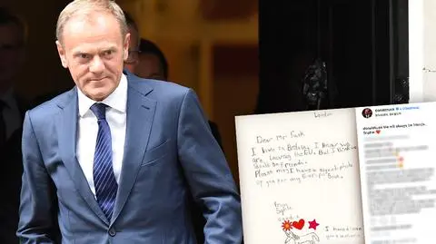 List do Donalda Tuska z rysunkiem jednorożca z Wielkiej Brytanii