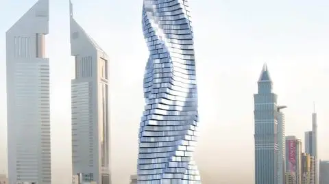 - To pierwszy budynek, który jest dynamiczny, zmienia kształt. Można dostosować jego wygląd. To nie projekt architektoniczny, który powstaje dziś i tyle. On pozostanie na zawsze - tak o swoim dziele mówi architekt-wizjoner David Fisher. Twórca falującego wieżowca.(APTN)