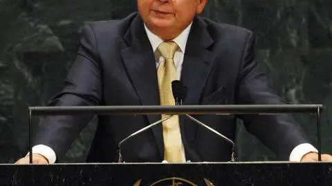 Lech Kaczyński mówi na forum Zgromadzenia Ogólnego o problemie globalnego ocieplenia