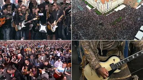 Wrocław. Gitarowy rekord Guinnessa. Prawie 7,5 osób zagrało "Hey Joe"