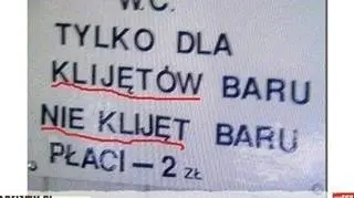 WC tylko dla klijętów baru