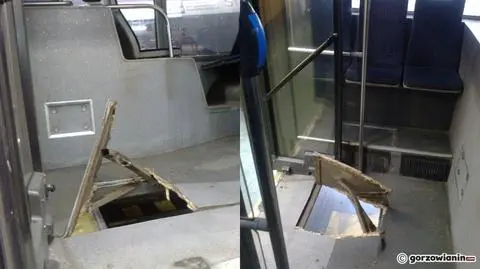Betonowa płyta przebiła autobus. Zrobiła dziurę na pół metra