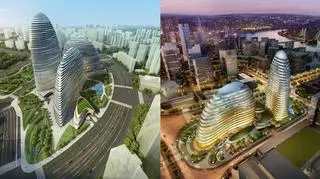 Projekt Zahy Hadid Wangjing Soho i jego kopia w Chongqing