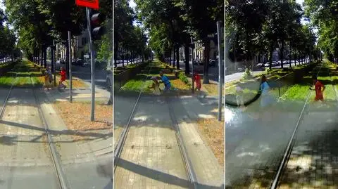 Zapatrzeni w telefony prawie wpadli pod nadjeżdżający tramwaj