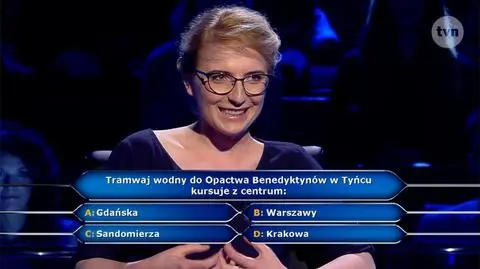 Milionerzy: pytanie o tramwaj wodny do Opactwa Benedyktynów w Tyńcu