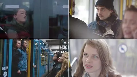 Aktorzy Państwowej Wyższej Szkoły Teatralnej im. L. Solskiego w kampanii wrocławskiego MPK