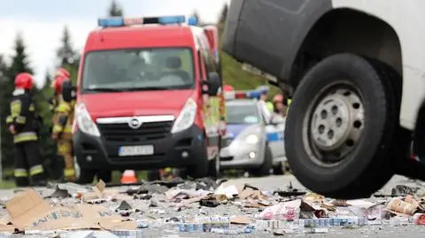 Miejsce wypadku na zakopiance w miejscowości Rdzawka