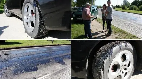Ulica spłynęła asfaltem. Uszkodziła auta