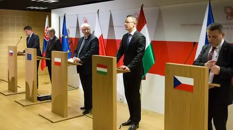 Na nagraniu spotkanie premierów państw Grupy Wyszehradzkiej w Warszawie na początku marca