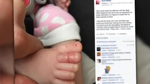 Tata ku przestrodze publikuje post na Facebooku
