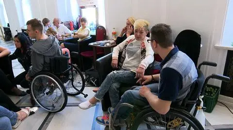 Polish parliament. People with disabilities and their parents protest in the Sejm