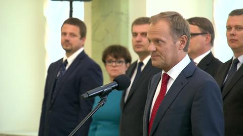 "Dziękuję wszystkim rodakom, całej Polsce". Tusk wzruszony w Pałacu Prezydenckim