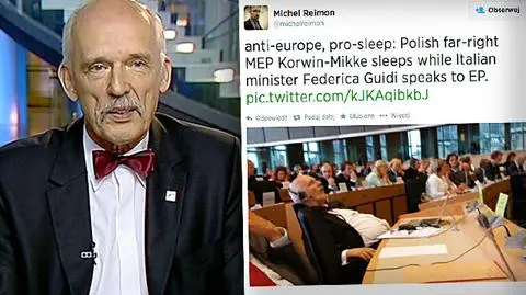 Zdjęcie lidera Kongresu Nowej Prawicy w nietypowej pozie z PE trafiło do sieci 