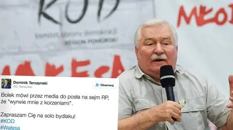 Poseł PiS Dominik Tarczyński zaatakował w swoim wpisie Lecha Wałęsę