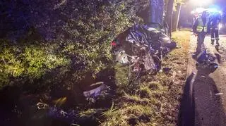 Wypadł z drogi, uderzył w drzewo