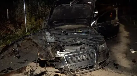 Dolny Śląsk. Rozbite audi, z tyłu skrzynka po piwie. Kierowca pijany