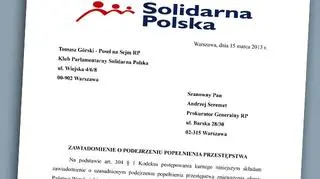Poseł Solidarnej Polski zawiadamia prokuratora