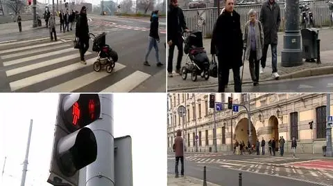 Pieszy we Wrocławiu czeka albo biegnie