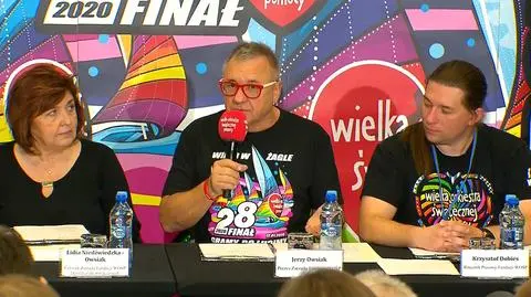 Jerzy Owsiak at a press conference regarding the charity&#039;s spending plans