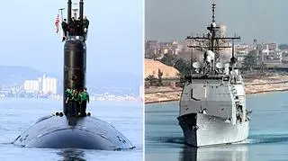 Atomowy okręt podwodny USS Montpelier i krążownik rakietowy USS San Jacinto