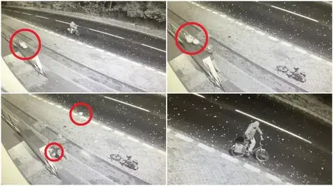 Rowerzysta miał problem z dynią. Zniszczył ozdoby na halloween