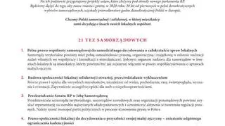 21 tez samorządowców 