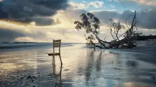 A chair on a beach