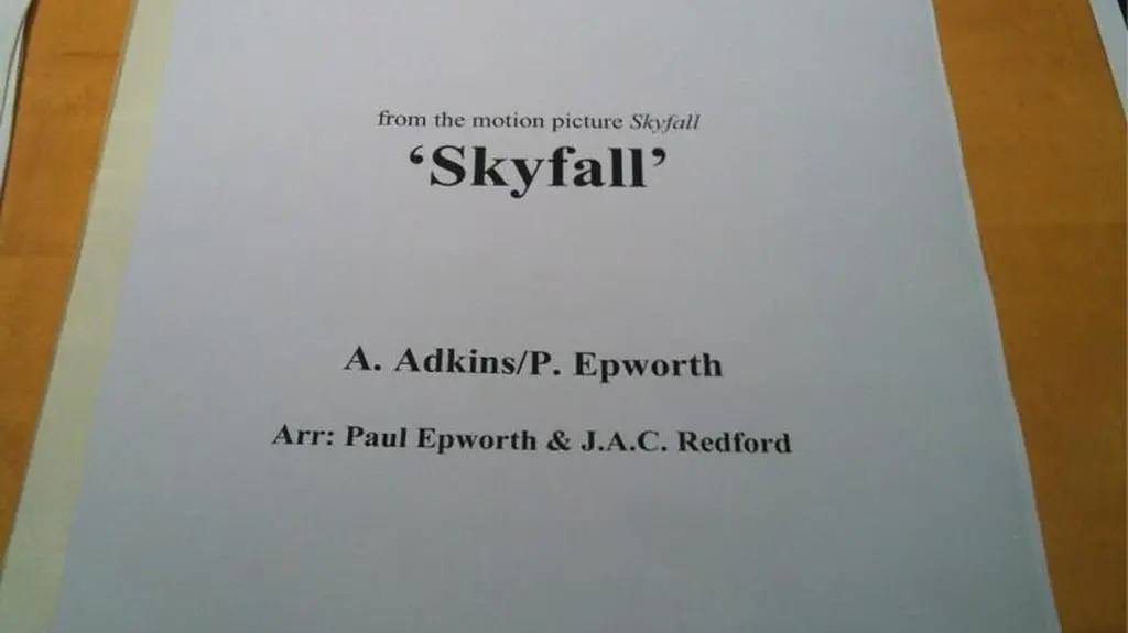 Adele w studiu nagrań z tekstem piosenki "Skyfall"