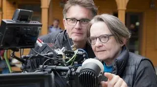 Agnieszka Holland i Johannes Rexin, niemiecki koproducent filmu na planie "Pokotu"