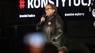 Agnieszka Holland na proteście pod Sejmem