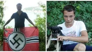Aleksiej Milczakow, "miłośnik psów". Za chwilę odetnie temu szczeniakowi głowę