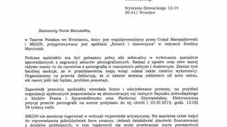 Apel do marszałka województwa dolnośląskiego