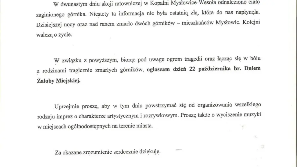 Apel do mieszkańców Mysłowic