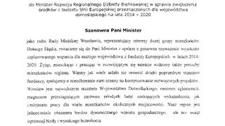 Apel do ministerstwa rozwoju regionalnego