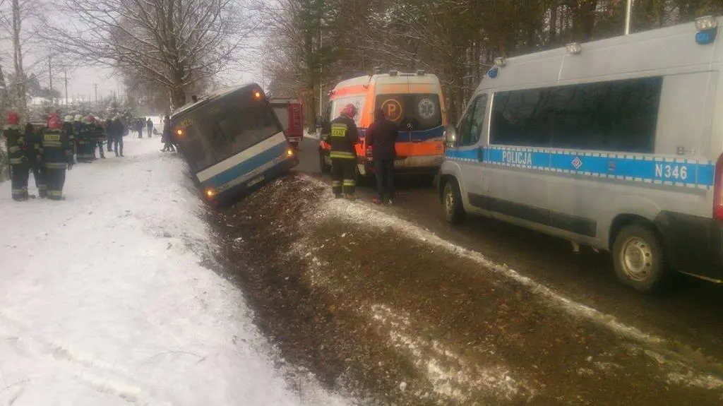 Autobus wjechał do rowu